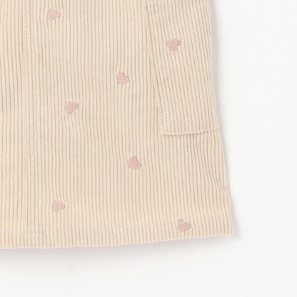 愛心刺繡燈芯絨揹帶裙