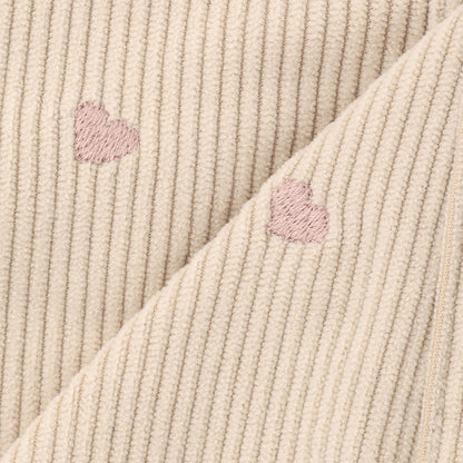 愛心刺繡燈芯絨揹帶裙