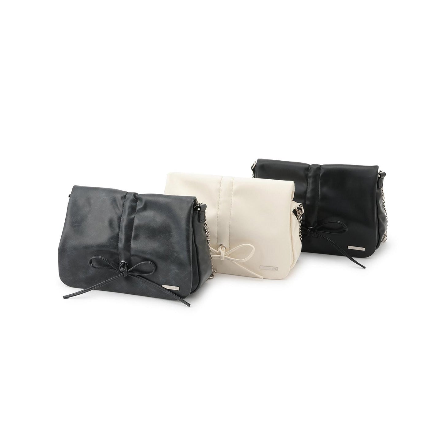 人造皮革蝴蝶結鏈條單肩包