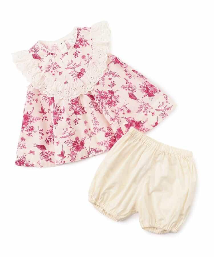 【嬰兒】荷葉邊吊帶上衣套裝