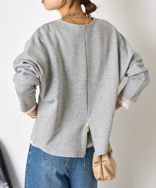 蝙蝠袖後背拉鍊套頭衫