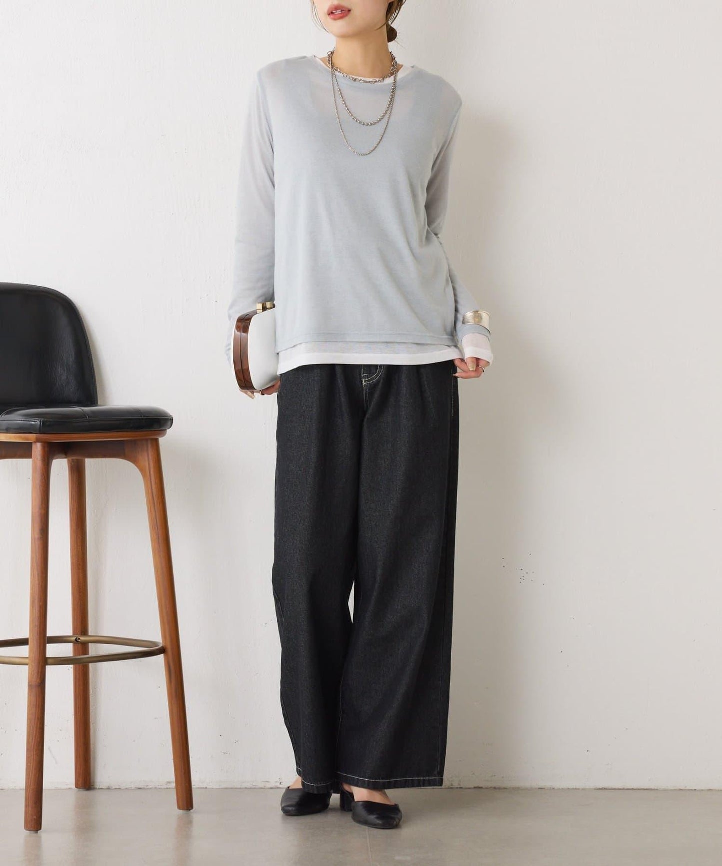 【2褶/柔軟牛仔】高腰荷葉邊牛仔褲