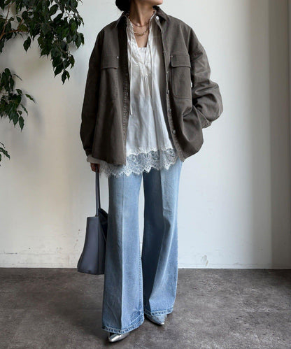 仿皮革翻領襯衫夾克