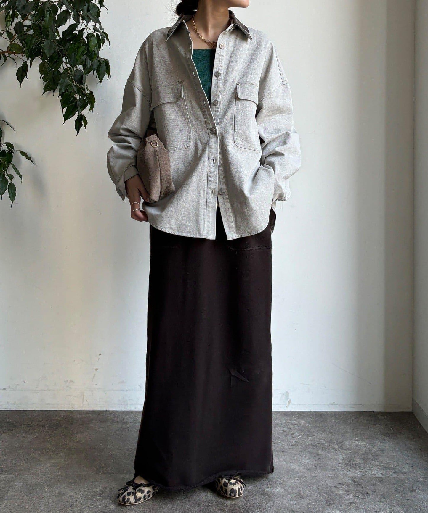 仿皮革翻領襯衫夾克