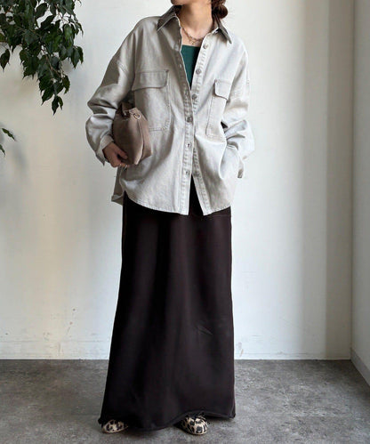 仿皮革翻領襯衫夾克