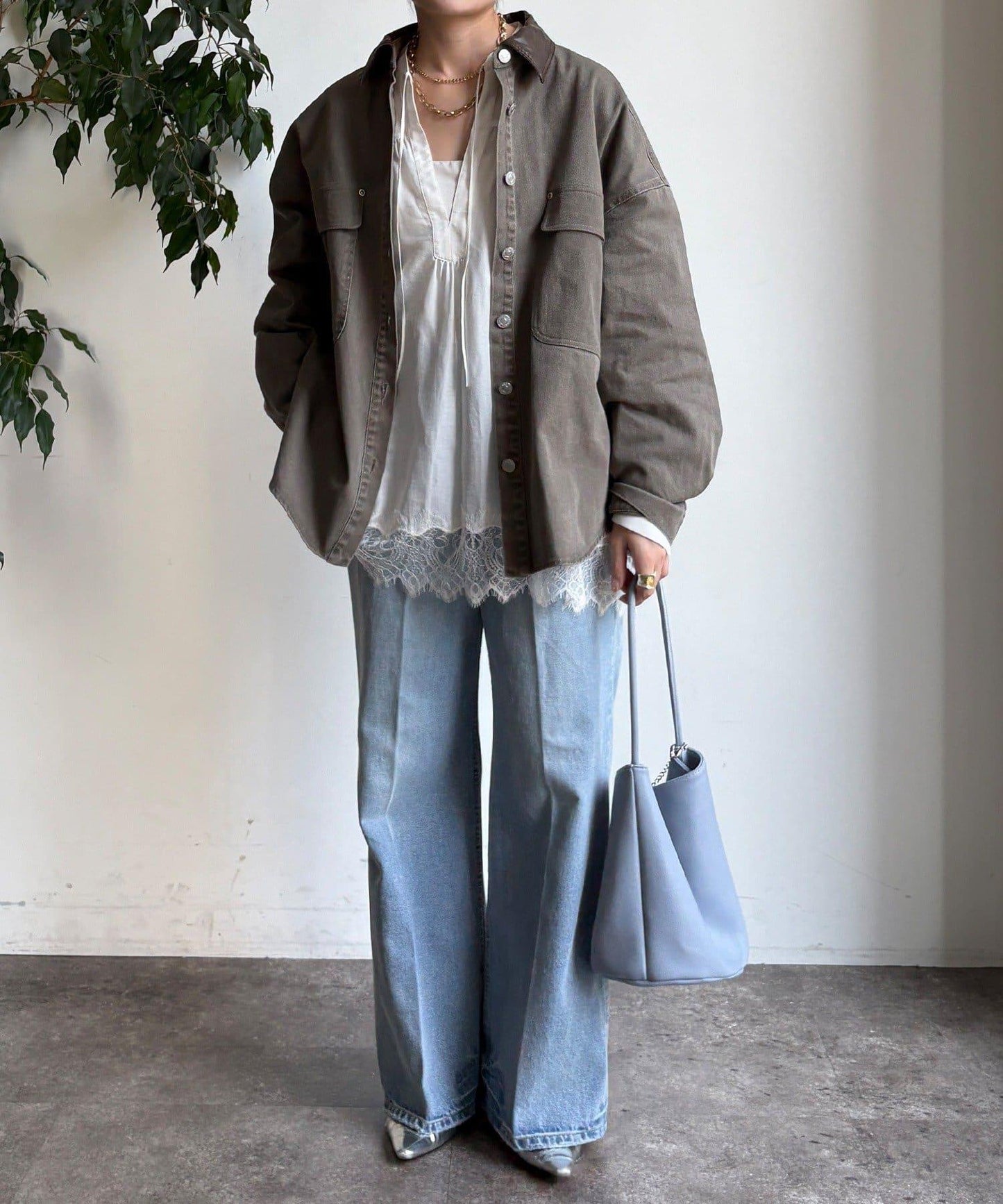 仿皮革翻領襯衫夾克