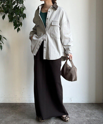 仿皮革翻領襯衫夾克