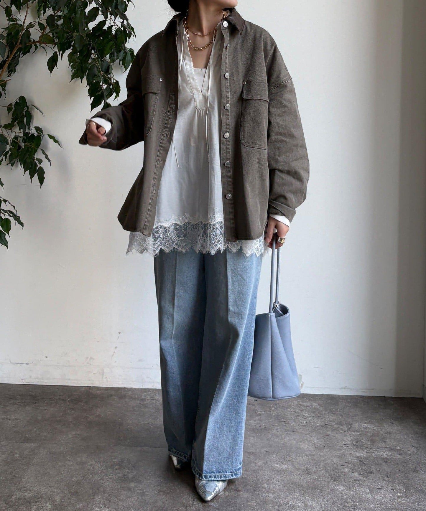 仿皮革翻領襯衫夾克