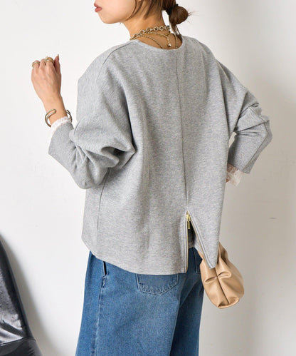 蝙蝠袖後背拉鍊套頭衫