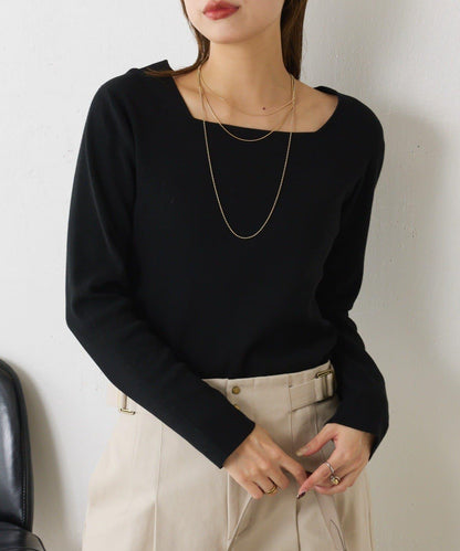 【小號尺寸】方領針織衫