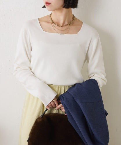 【小號尺寸】方領針織衫