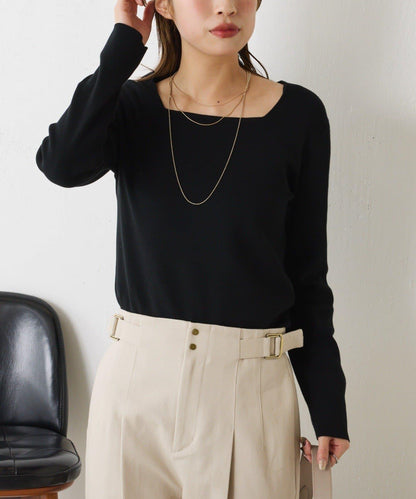 【小號尺寸】方領針織衫