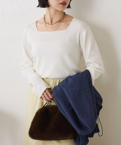 【小號尺寸】方領針織衫