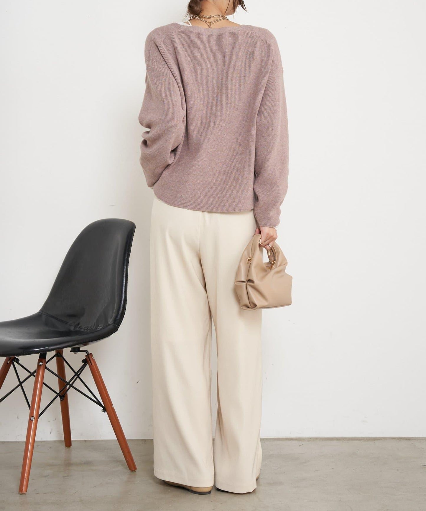 高腰抽褶寬腿褲