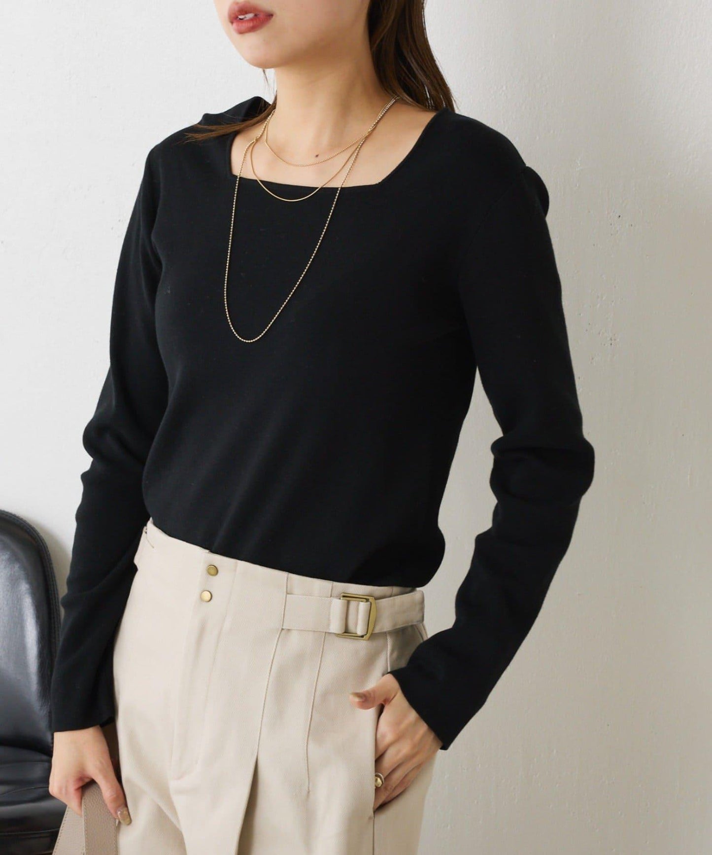 【小號尺寸】方領針織衫