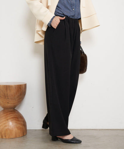 高腰抽褶寬腿褲