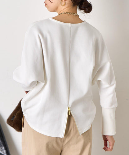 蝙蝠袖後背拉鍊套頭衫