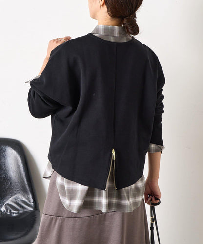 蝙蝠袖後背拉鍊套頭衫