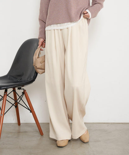 高腰抽褶寬腿褲