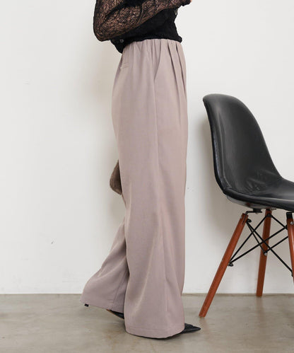 高腰抽褶寬腿褲