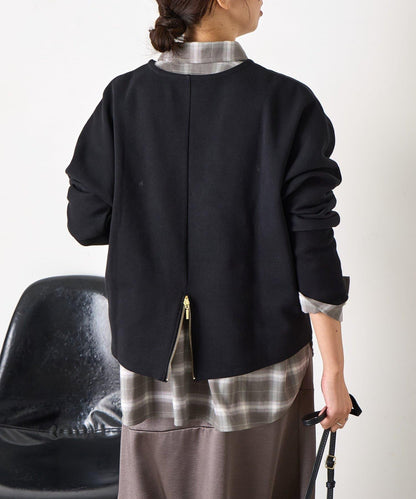 蝙蝠袖後背拉鍊套頭衫