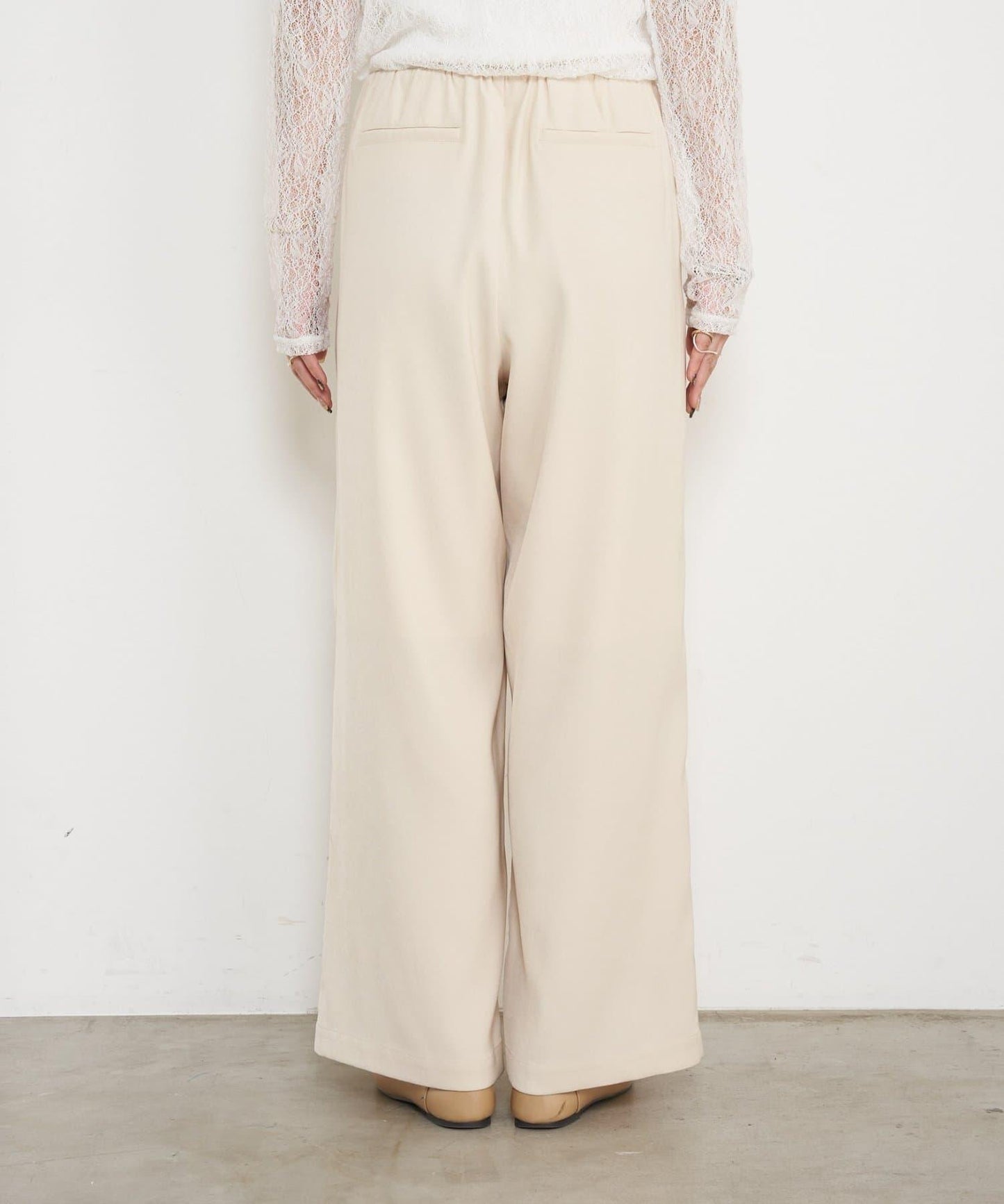 高腰抽褶寬腿褲