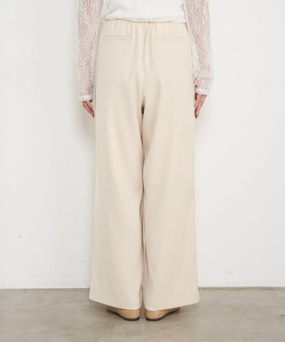 高腰抽褶寬腿褲