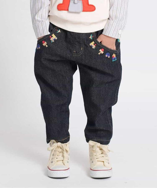 木質玩具刺繡錐形長褲 10分丈