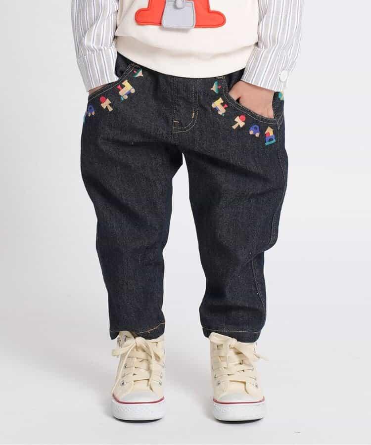 木質玩具刺繡錐形長褲 10分丈