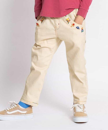 木質玩具刺繡錐形長褲 10分丈