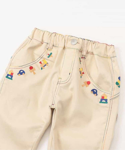 木質玩具刺繡錐形長褲 10分丈