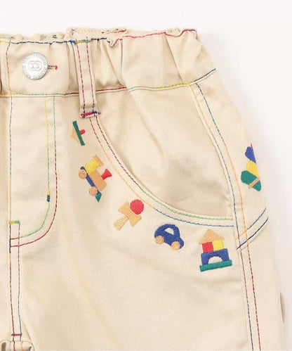 木質玩具刺繡錐形長褲 10分丈