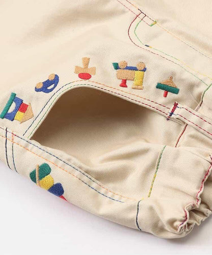 木質玩具刺繡錐形長褲 10分丈