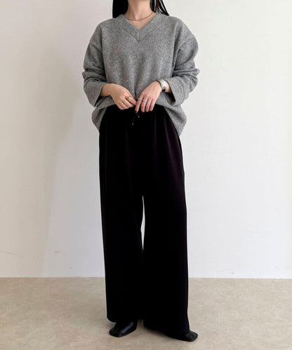 羅紋針織V領套頭衫