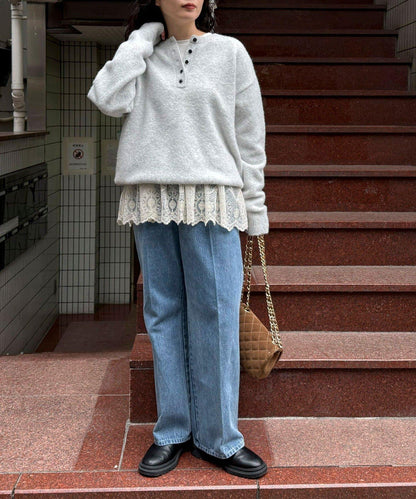 亨利領針織套頭衫