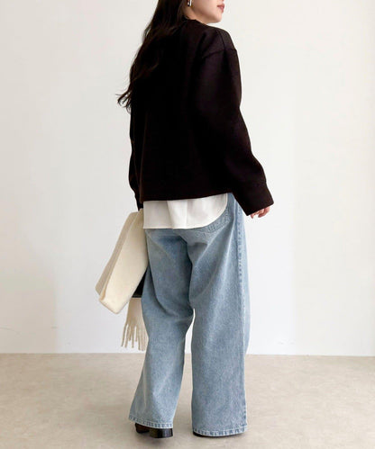 羅紋針織V領套頭衫