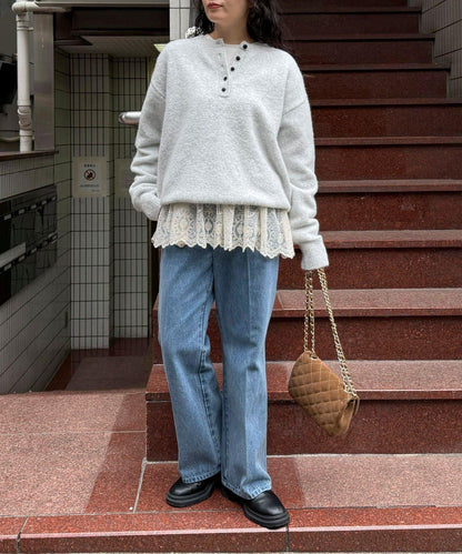 亨利領針織套頭衫