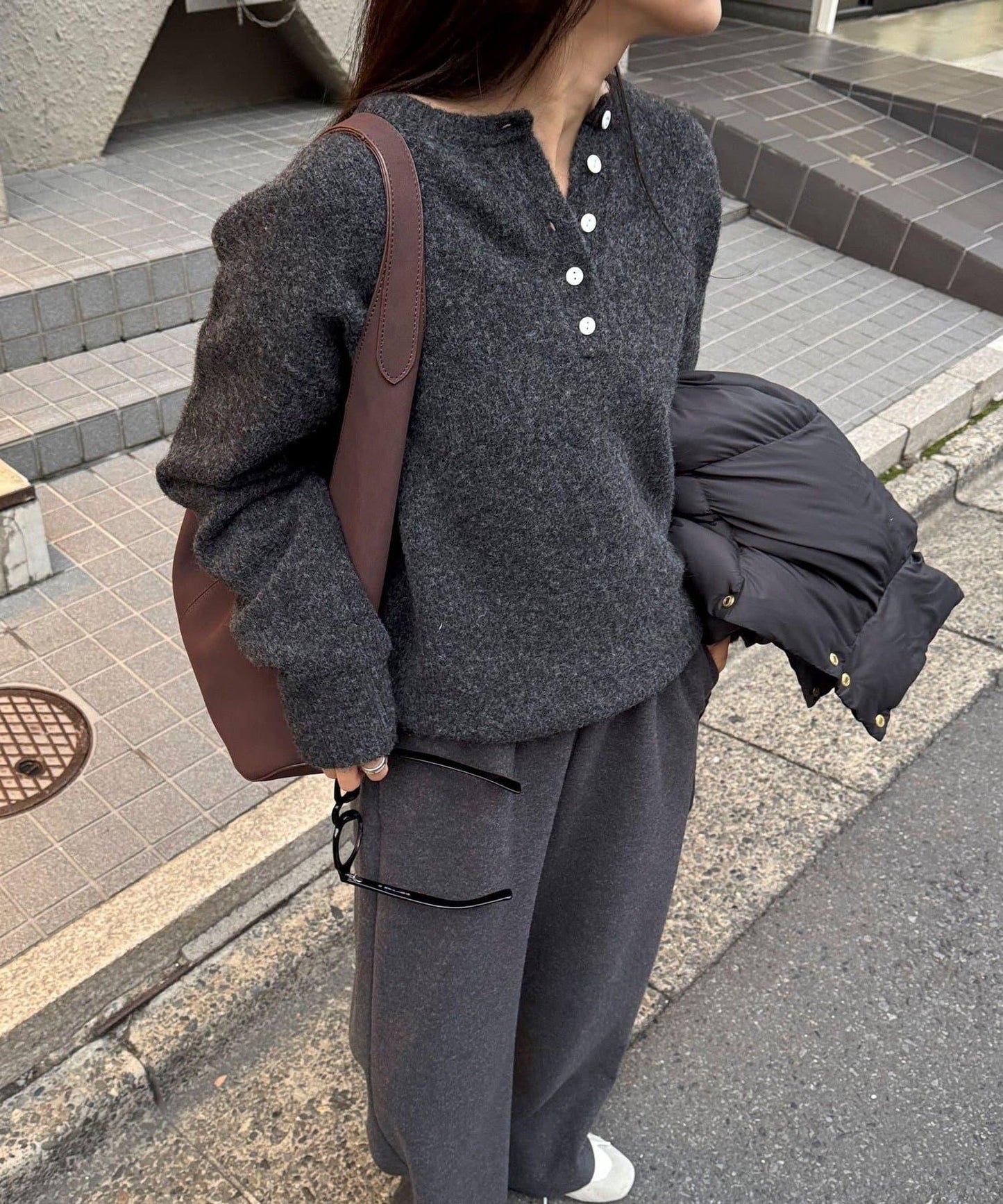 亨利領針織套頭衫