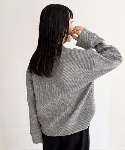 羅紋針織V領套頭衫