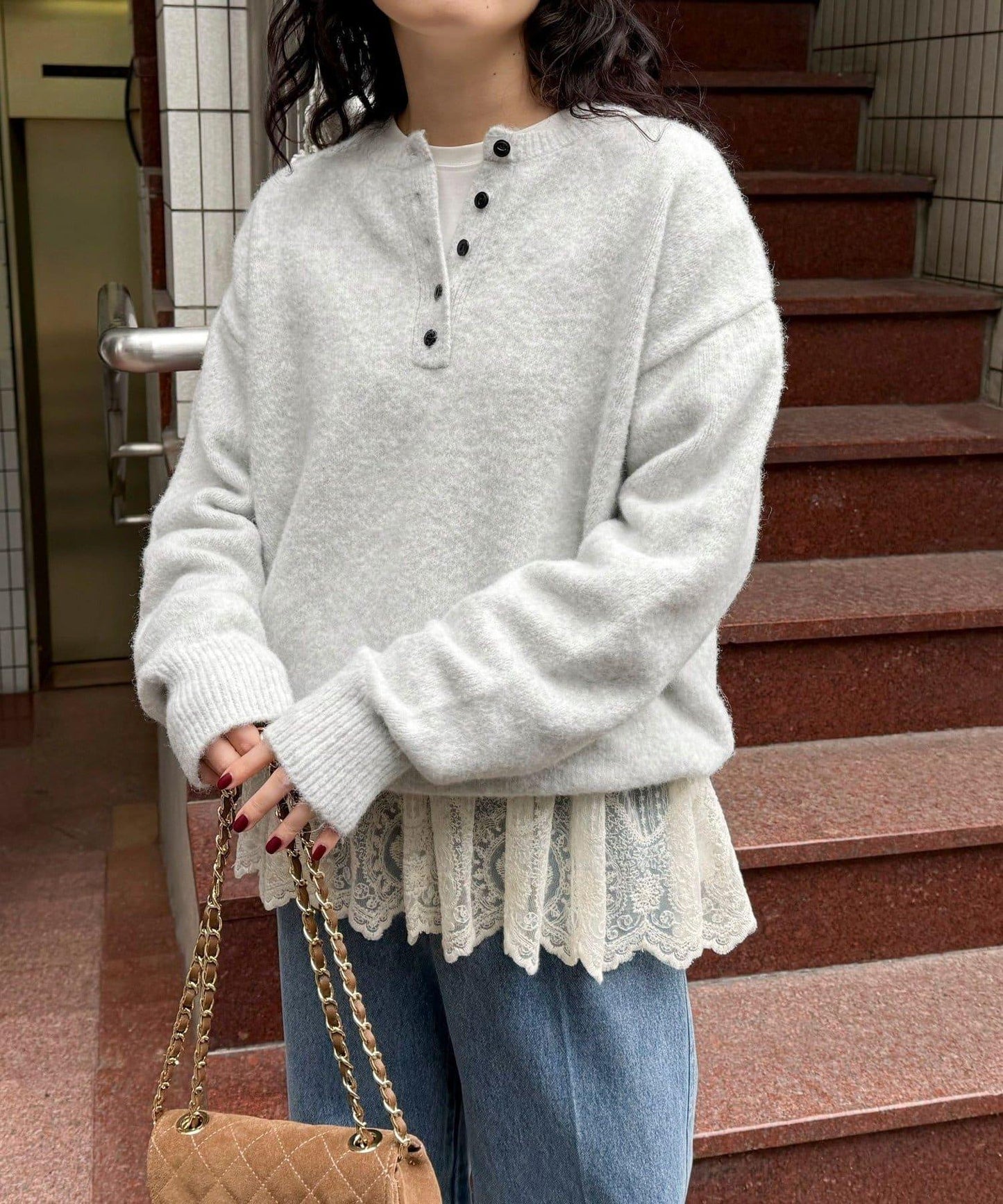 亨利領針織套頭衫