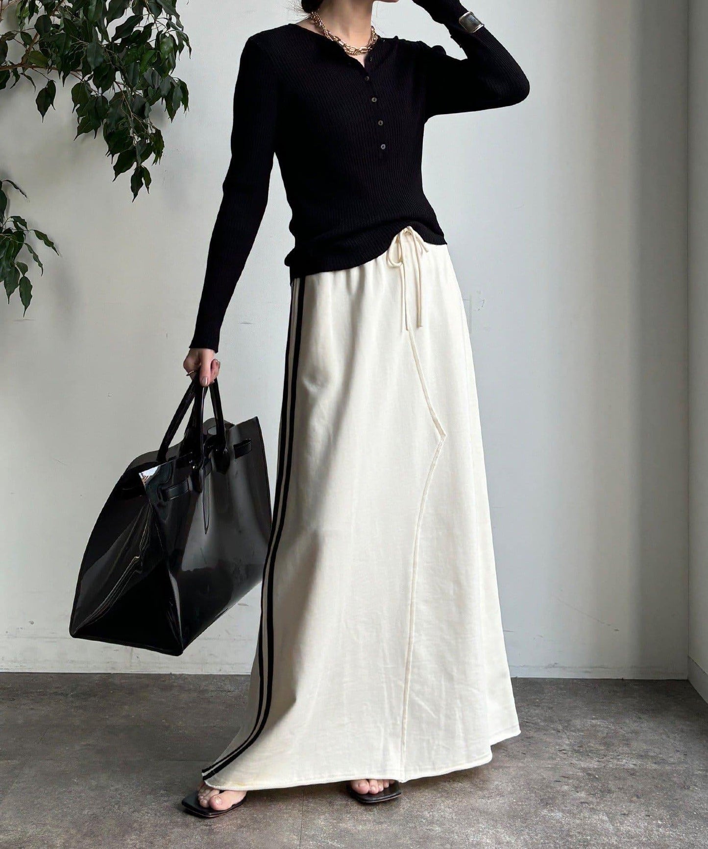 側邊條紋衛衣裙