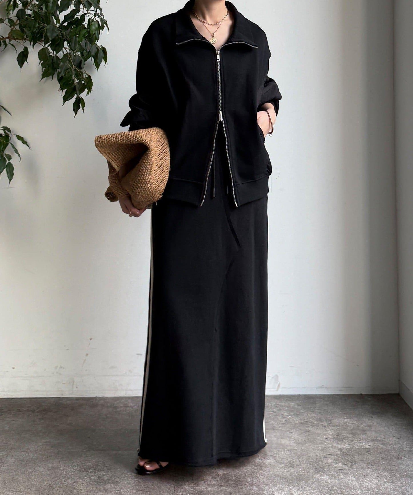 側邊條紋衛衣裙