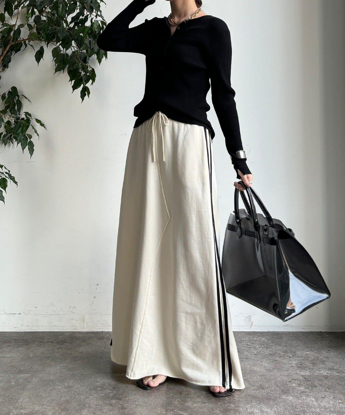 側邊條紋衛衣裙