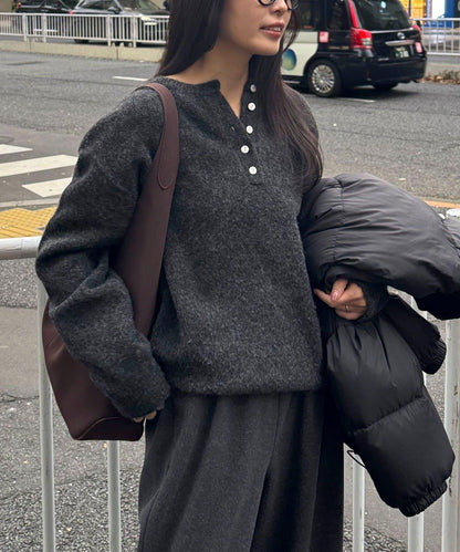 亨利領針織套頭衫