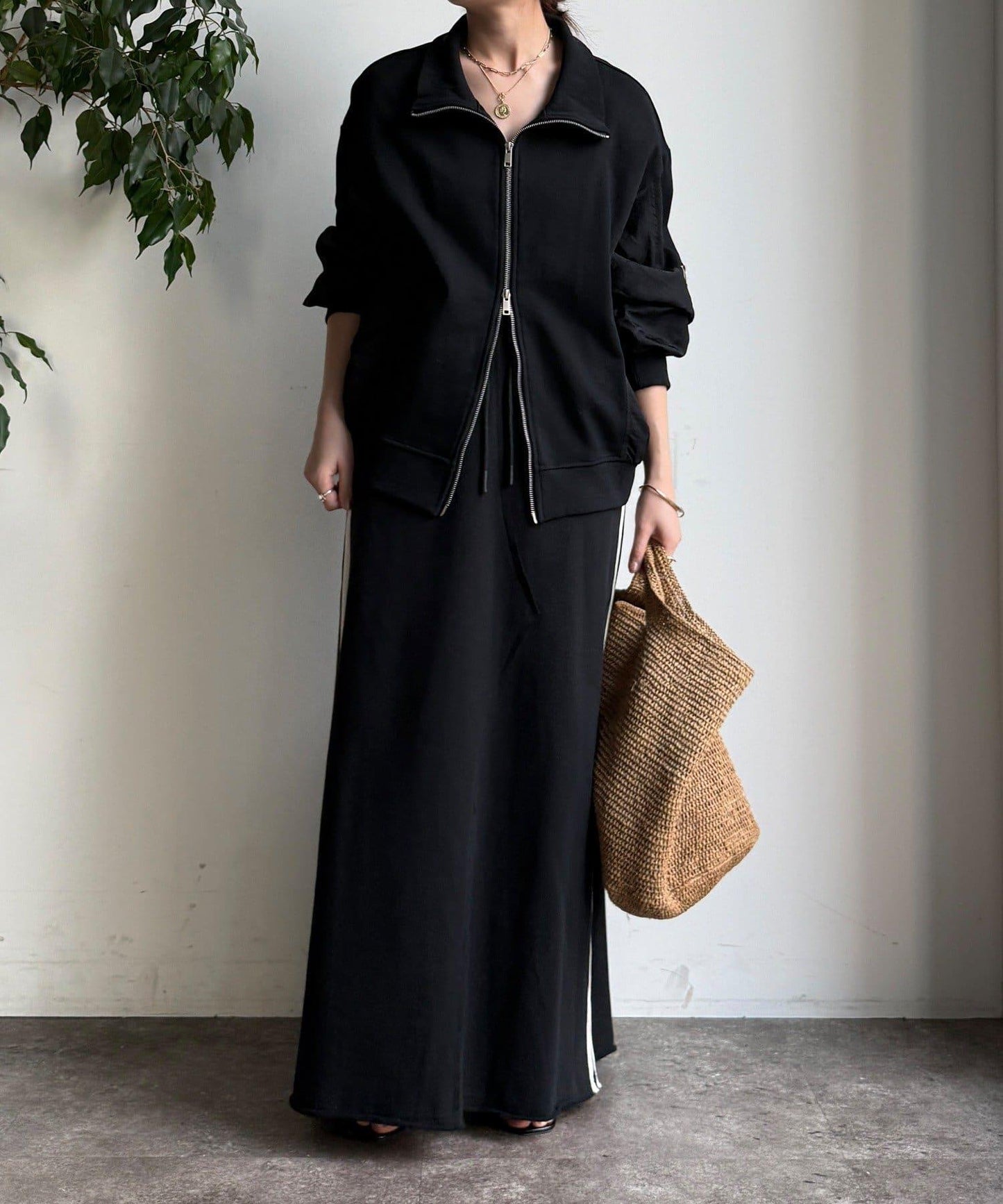 側邊條紋衛衣裙