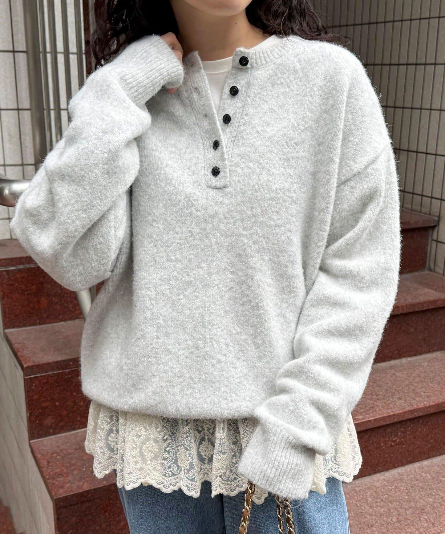 亨利領針織套頭衫