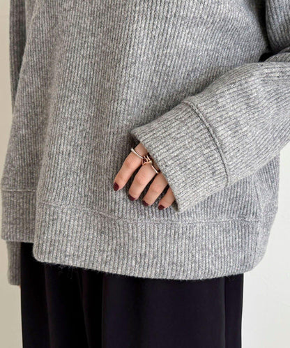 羅紋針織V領套頭衫