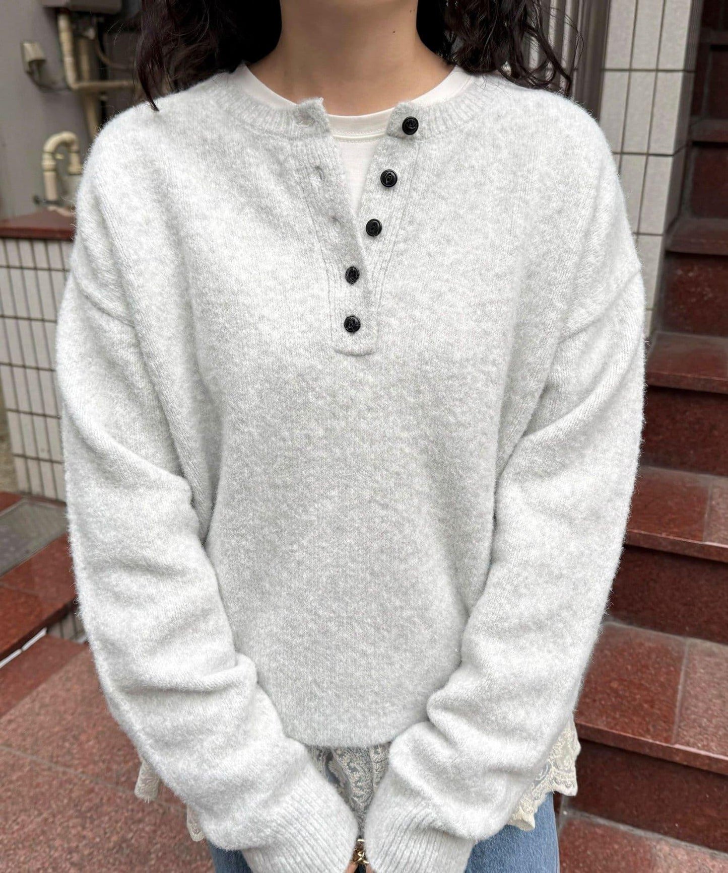 亨利領針織套頭衫