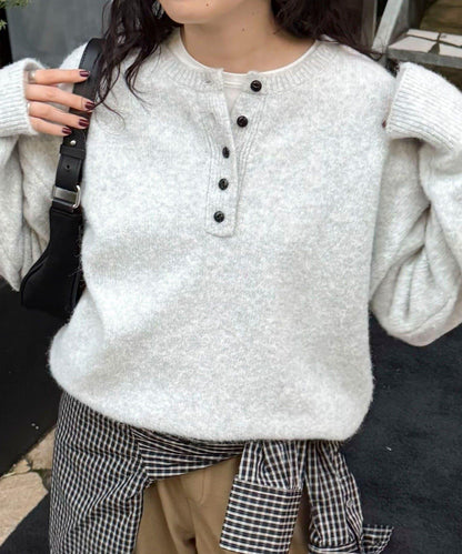 亨利領針織套頭衫