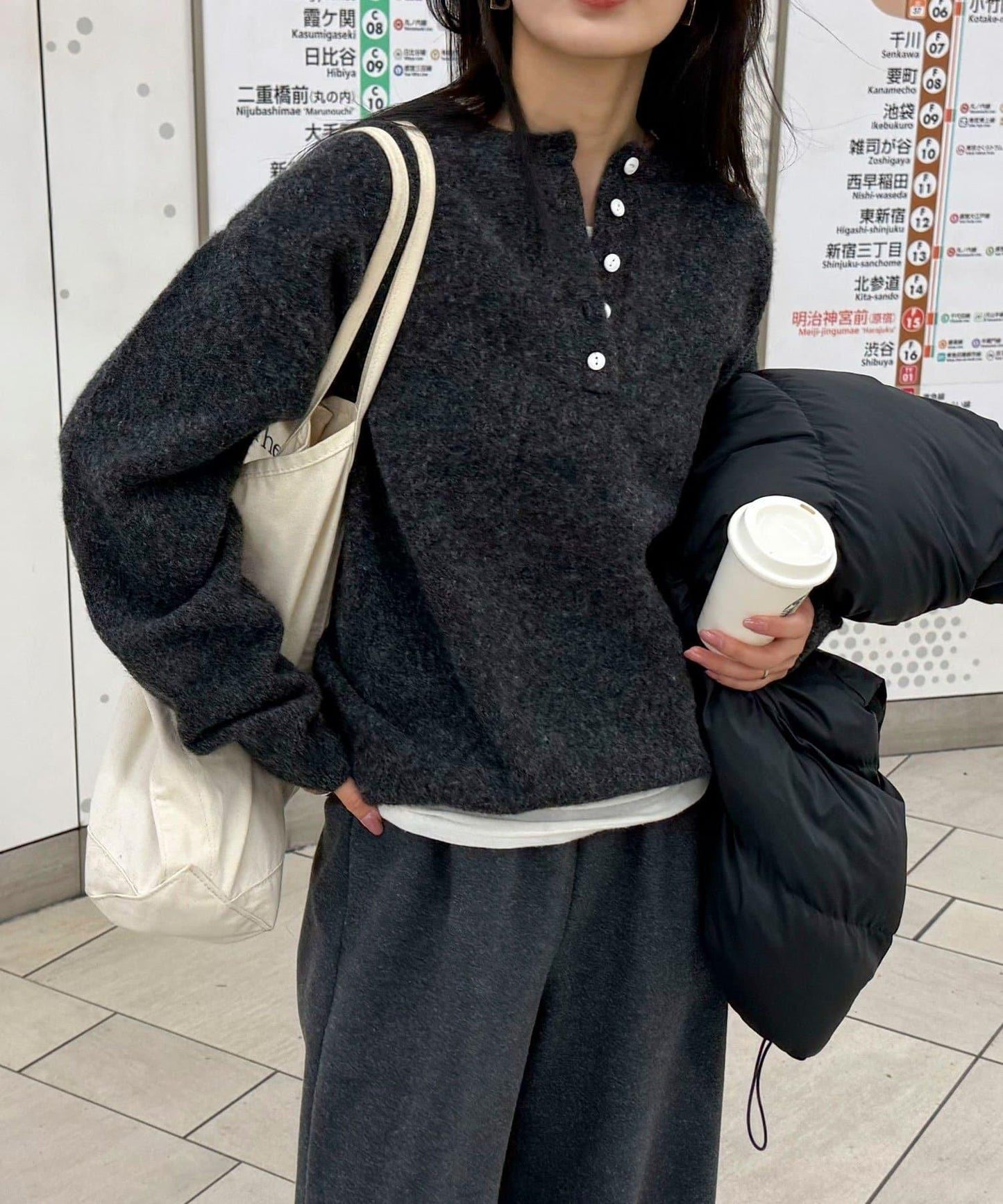 亨利領針織套頭衫